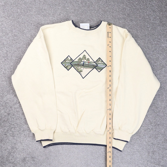 Vintage 90s Embroidered Golf Large Off White Large Long Sleeve Sweatshirt - Picture 3 of 13